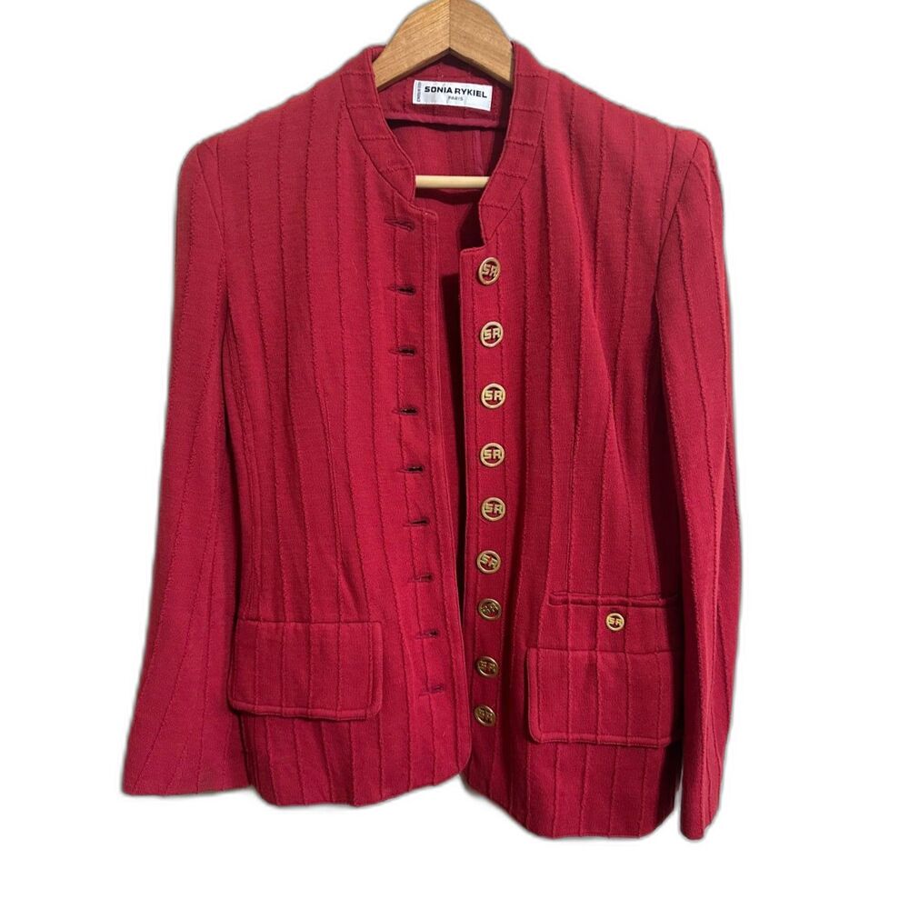 VTG Sonia Rykiel blazer red gold buttons Medium